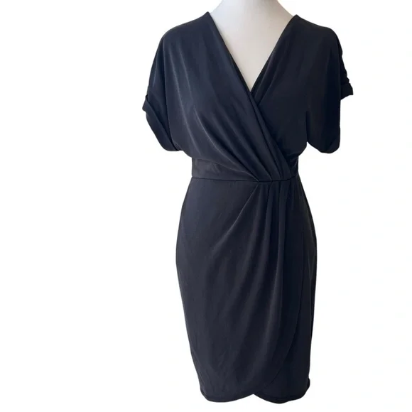 Express Short Sleeve Stretch Above Knee Black Dress Women XS Corp Classic Chic - Picture 1 of 13